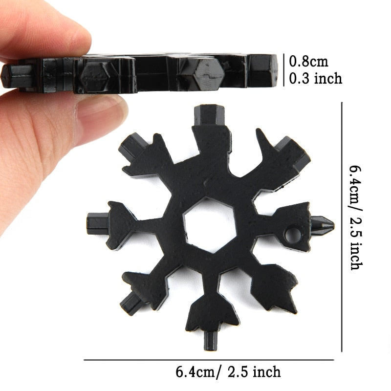 18 - 1 Snowflake Stainless Steel Multi-Tool Portable Bottle Opener Screwdriver Wrench