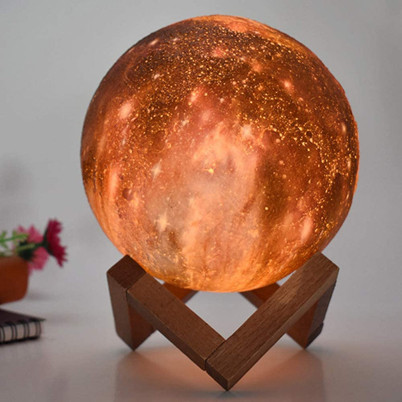 Moon Lamp Kids Night Light Galaxy Lamp 16 Colors LED With Wood Stand Remote Control USB Rechargeable