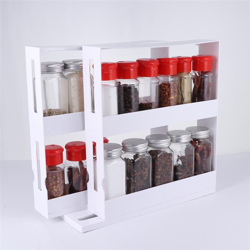 Multi-Function 2 Tier Spice Storage Rack Fits Up To 20 Spice Jars