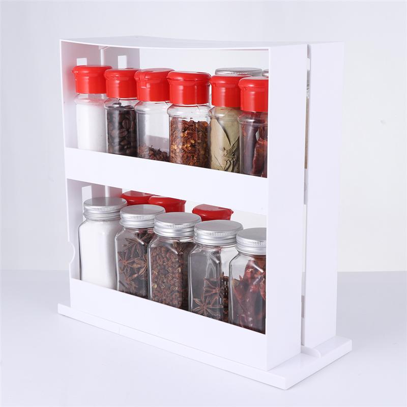 Multi-Function 2 Tier Spice Storage Rack Fits Up To 20 Spice Jars