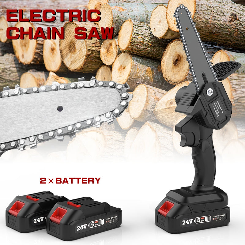 Mini Chainsaw Cordless 4 Inch Battery Powered With Safety Lock