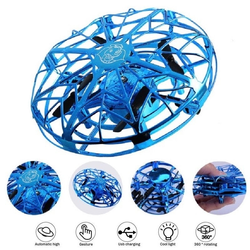 UFO Drone Toy Hand Operated Flying USB Rechargeable LED Lights