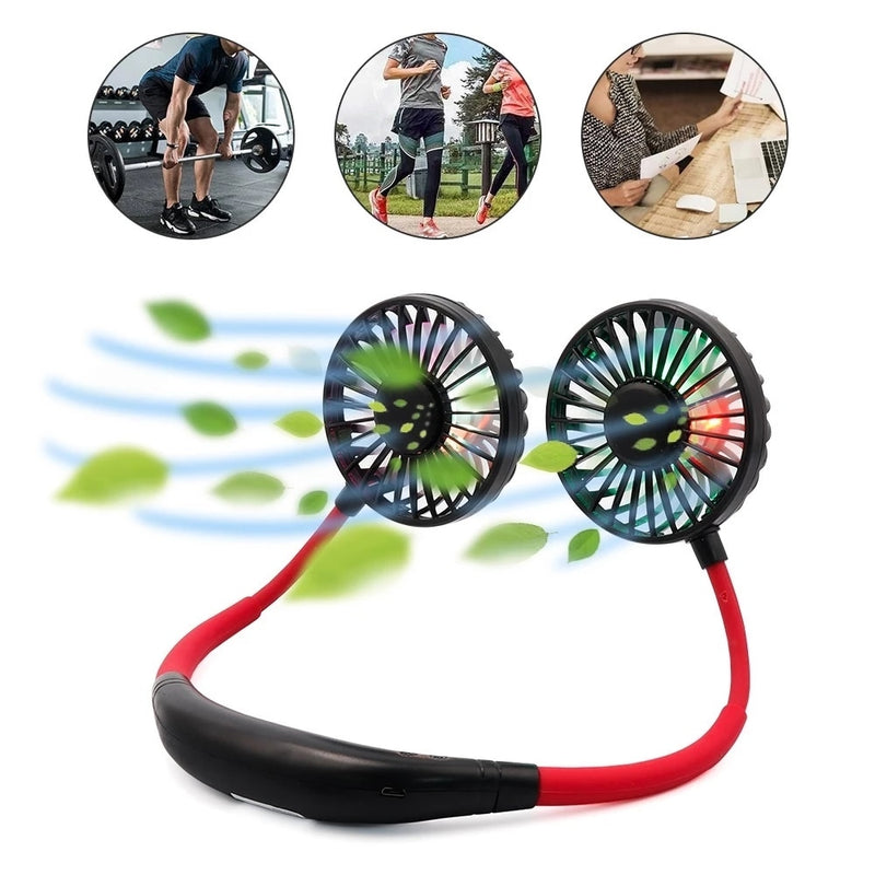 Portable Neck Fan USB Charged 360 Degree Free Rotation For Traveling Sports Office