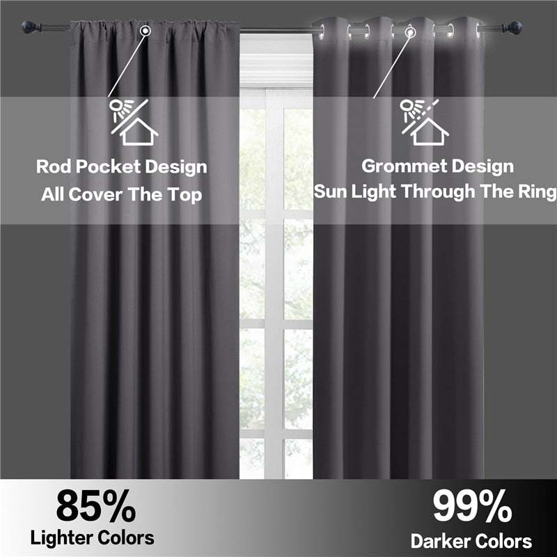Room Darkening Thermal Insulated Blackout Curtain - For Living Room Bedroom