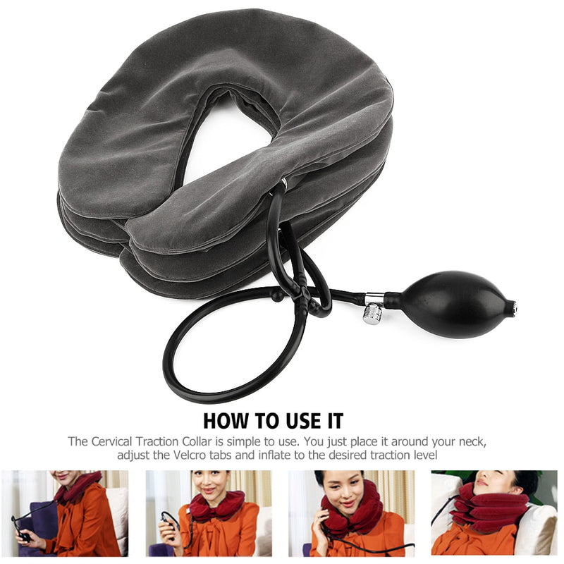 Cervical Neck Traction Device Inflatable & Adjustable Neck Stretcher Brace For Pain Relief