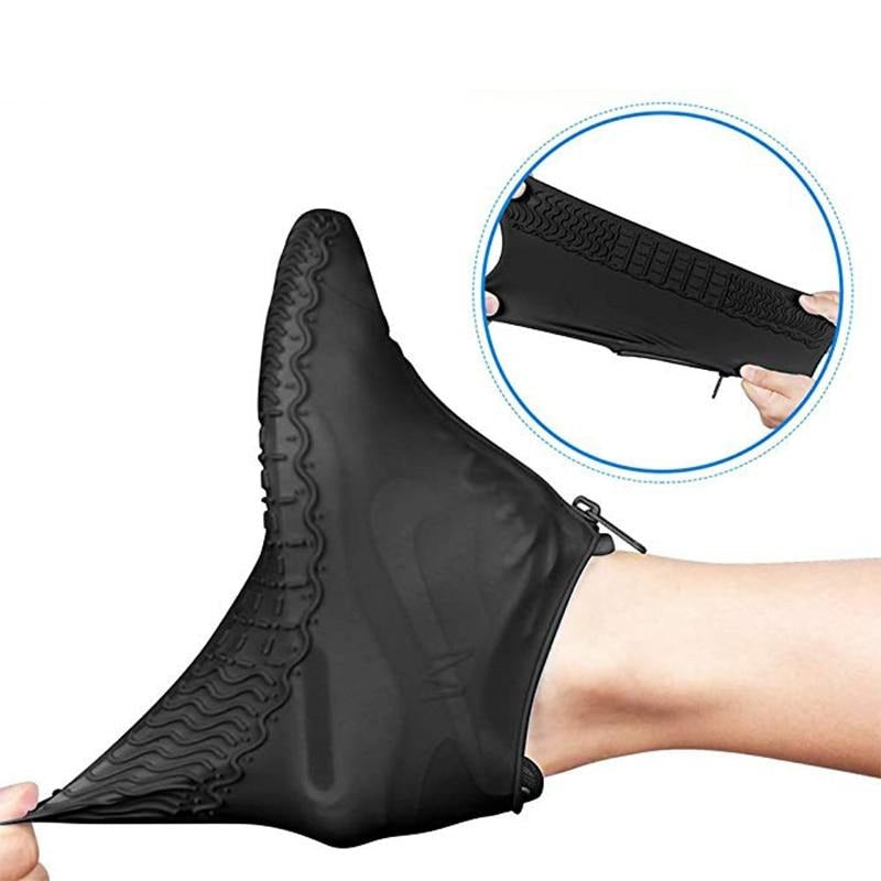 Silicone Waterproof Shoe Covers With Zipper Reusable Overshoes
