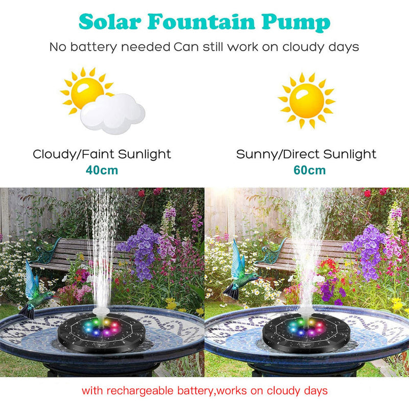 Floating Solar Fountain For Bird Bath Garden Pond Pool Outdoor