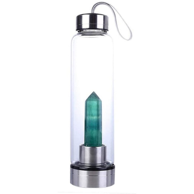 Crystal Water Bottle Rose Gemstone Infused Elixer For Natural Wellness Healing