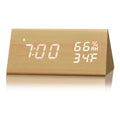 Digital Alarm Clock With Wooden Electronic LED Time Display